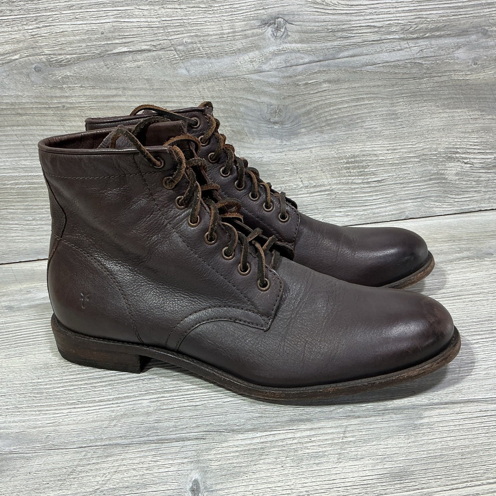 Frye Men's Brown Leather Tyler Lace-Up Vintage Gentleman's Boots Shoe Size 13